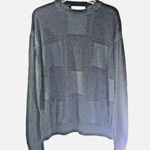Pronto Uomo Men’s Sweater Size Large Black Crewneck Front Windowpane Pattern